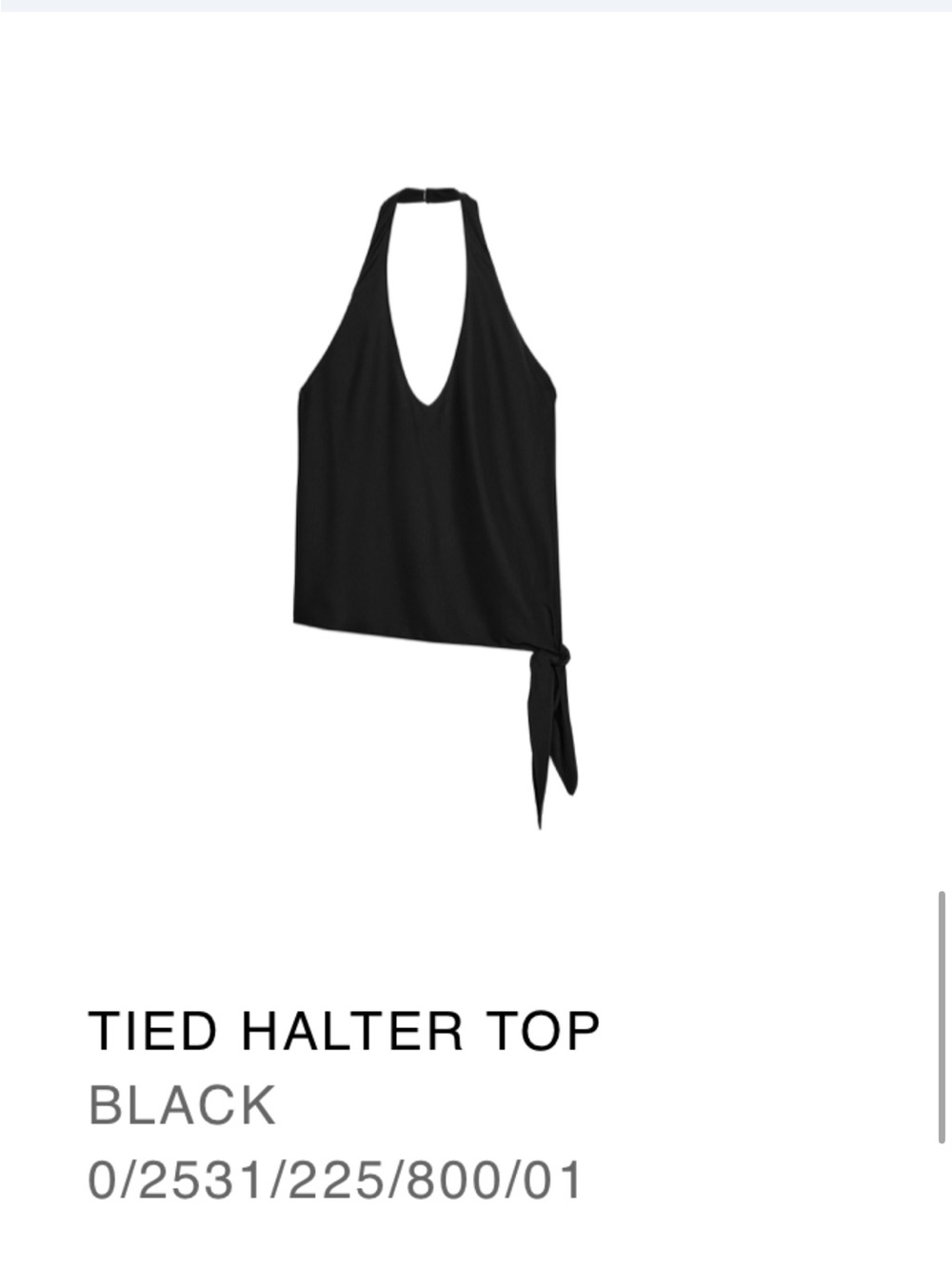 Zara Black Halter Tie-Detail Top